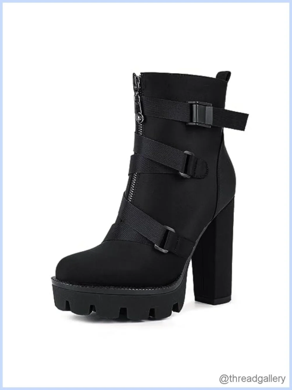 Platform Chunky Heel Combat Booties Ankle Boots Lace Up Zip